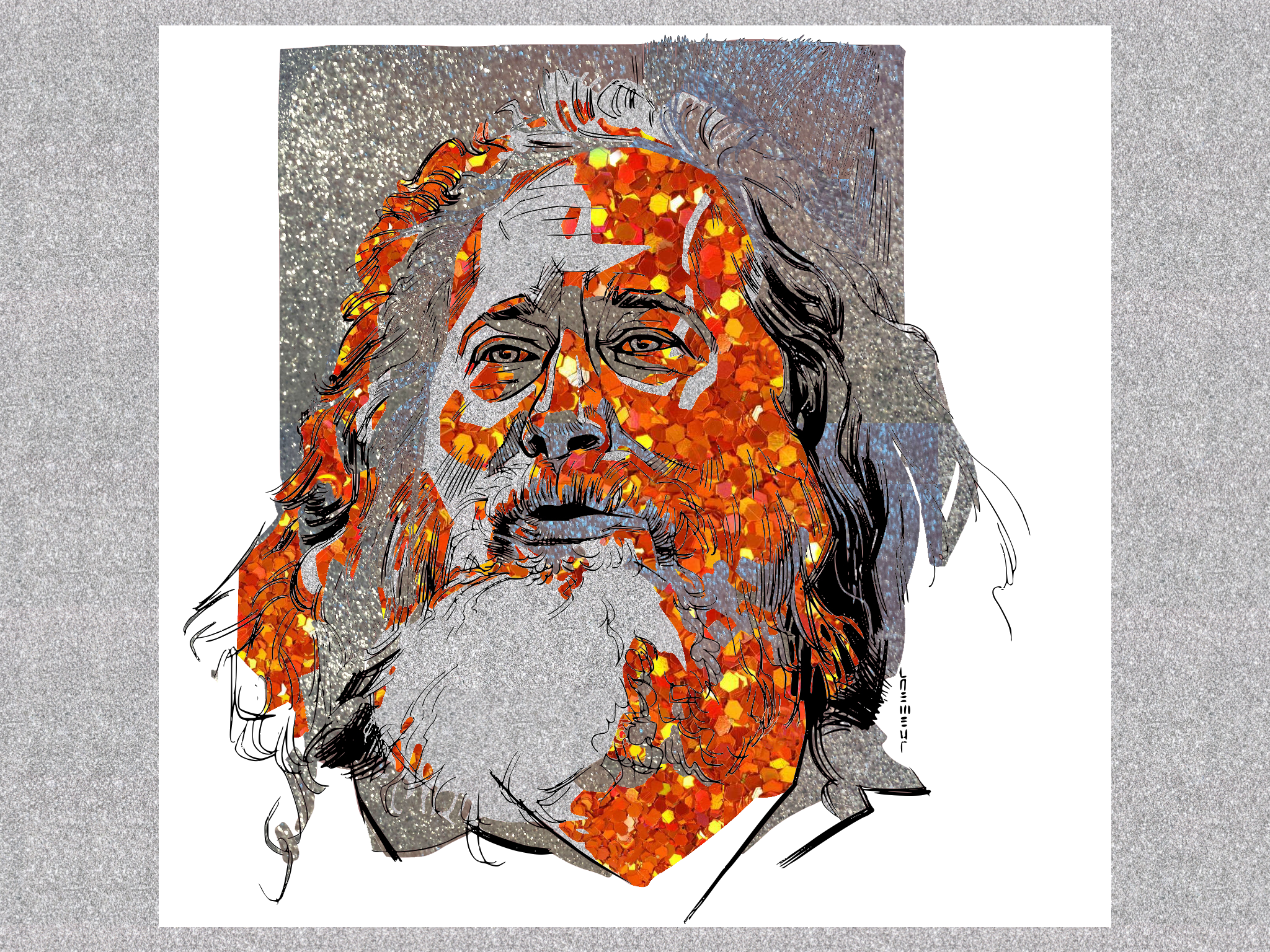 Portrait of Richard M. Stallman (RMS), founder of the Free and Open Source Software movement, by LÆMEUR. Glitter styling done by Olivia A. Gallucci. After RMS' numerous controversies, I find it difficult to support him now. However, at the time I wrote this essay, I was inspired by him, which is why I chose to leave this image here. Used on a post about my Common App essay.